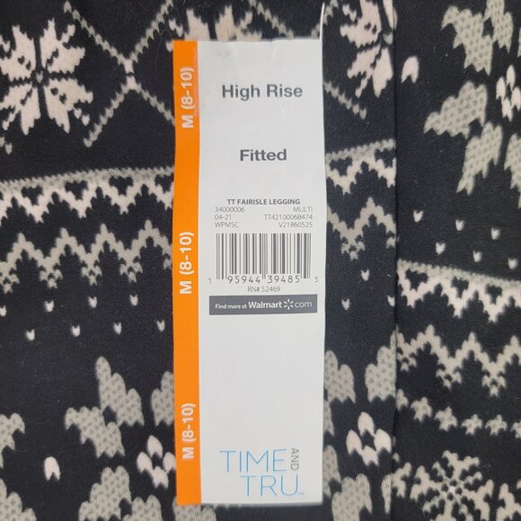Time & Tru Fair Isle Snowflake Graphic Velour Ankle Leggings – Size Medium NWT - Picture 9 of 13
